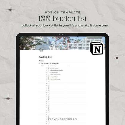 thumbnail 100 bucket list notion template by EPP
