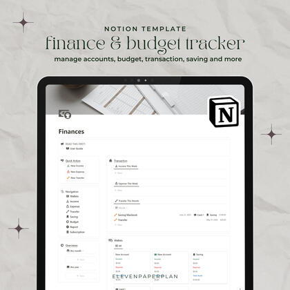 thumbnail finance & budget tracker notion template by EPP
