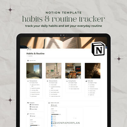 thumbnail habits & routine tracker notion template by EPP